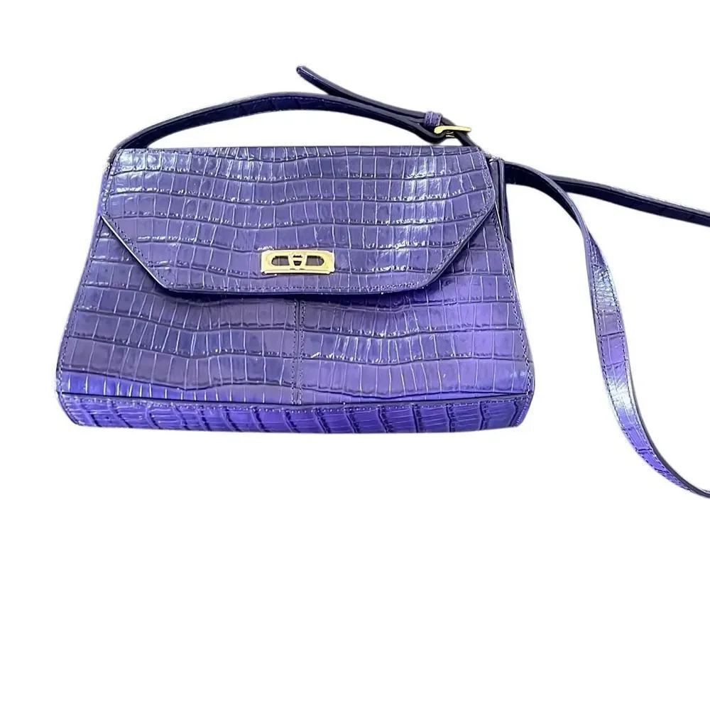 Aigner beautiful crocodile patterned genuine leather purple handbag.